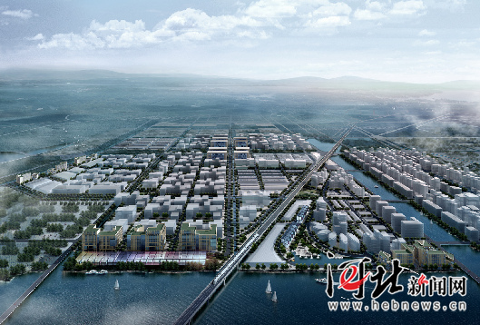 规划中的中日唐山曹妃甸生态工业园鸟瞰效果图。 规划中的中日唐山曹妃甸生态工业园鸟瞰效果图。